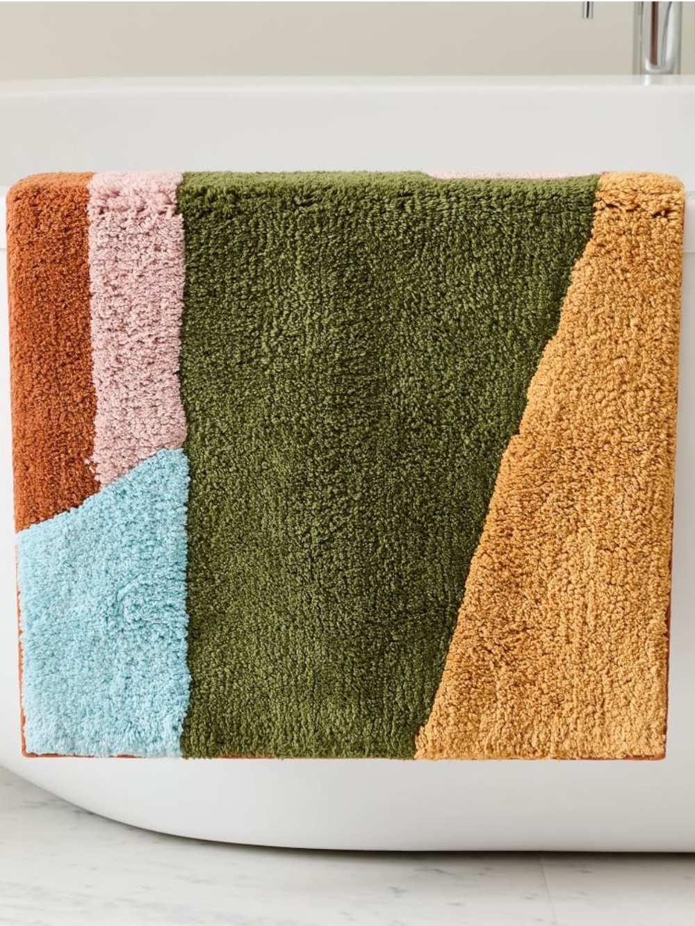 West Elm Angled Modern Bath Mat - Colorful Abstract Area Rug - Picture 16 of 16